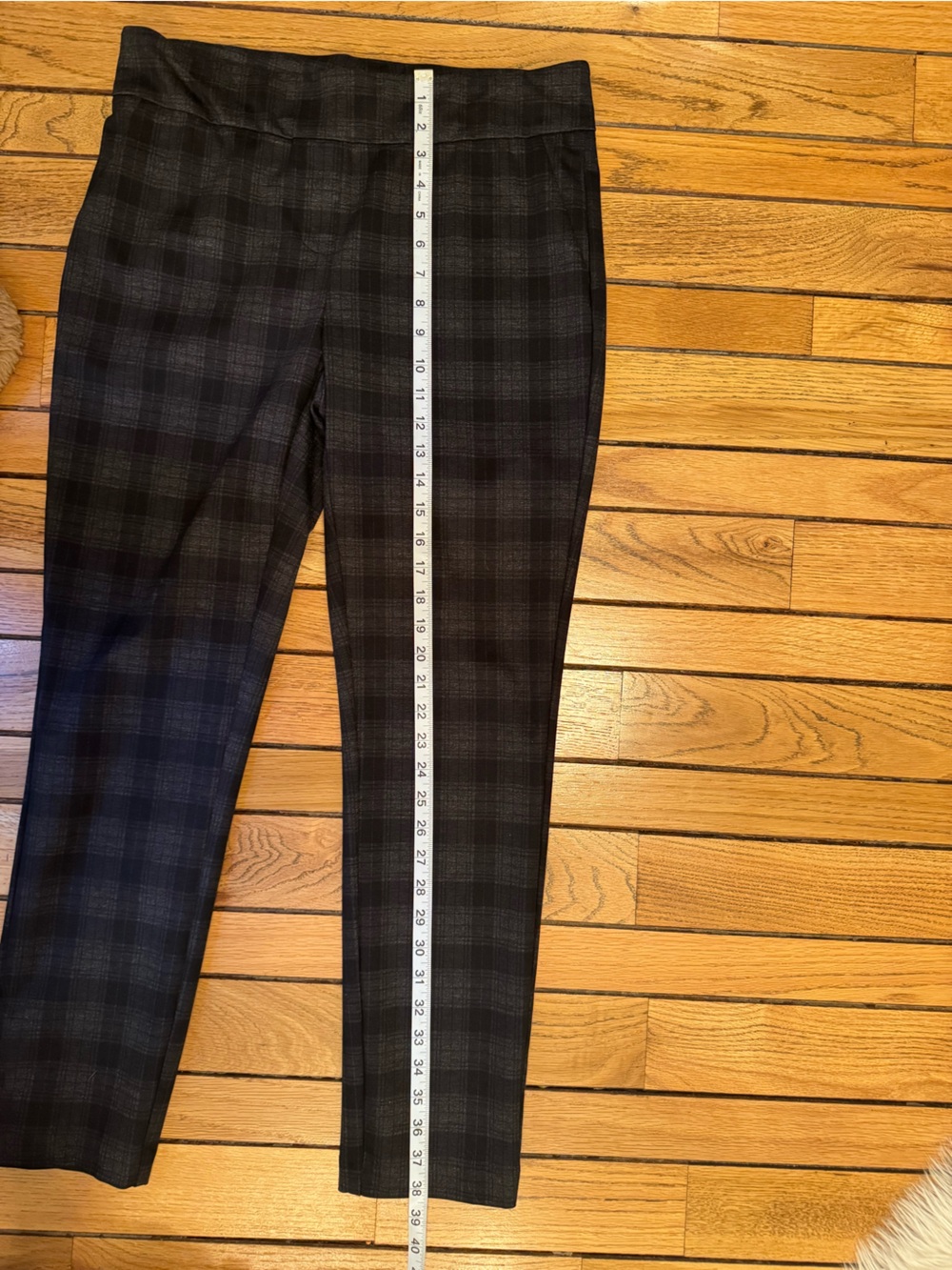Plaid Slim Ponte Pants - Black/Gray - Picture 4 of 7